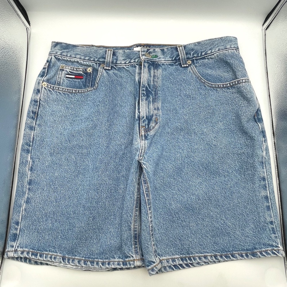 Tommy Hilfiger Jeans Mens Vintage Denim Shorts Size 36 Blue Y2K M-8550 Logo